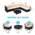 SEGMART Outdoor Conversation Seats Set! 7PCS Patio Conversation Seats Set with Coffee Table, All-Weather Wicker Sofa for Patio & Garden w/2 Corner Seats, 12 Padded Cushions, 2 Ottomans, Beige, S8359