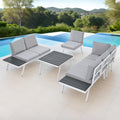 All-Weather Aluminum Outdoor Patio Furniture Set, Modern Patio Conversation Sets, Outdoor Sectional Metal Sofa with Cushion and Coffee Table for Backyard, Balcony, Garden, Light Grey