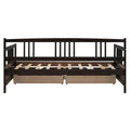 Twin Daybed Bed, SEGMART Captain Sofa Bed with 2 Storage Drawers, Wood Twin Daybed Bed with 10 Slats Strong Support, Farmhouse Style Solid Wood Bedframe for Kid's Room, Teens, Espresso, SS2660