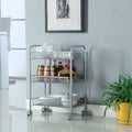 3-Tier Utility Cart, Metal Mesh Rolling Storage Cart Kitchen Storage Cart on Wheels Steel Utility Serving Rack Storage Tower Rack with Wheels for Kitchen Office Bedroom Bathroom Washroom