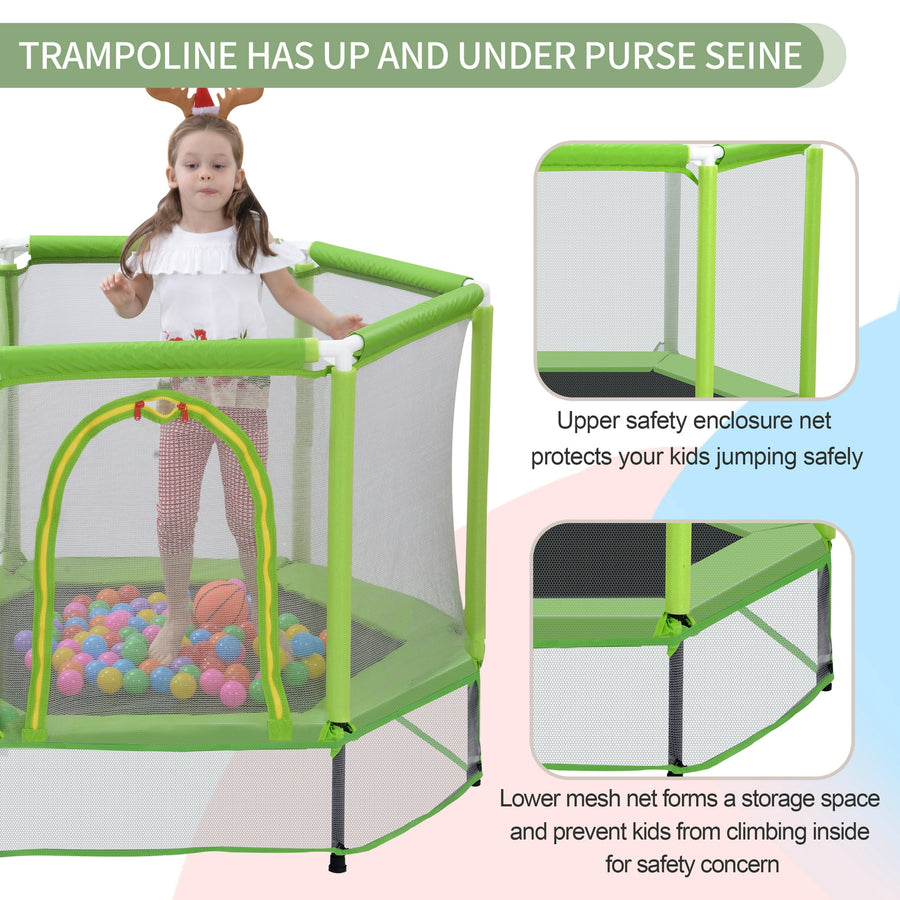 SEGMAER 60" Trampoline for Kids, 5ft Mini Toddler Indoor Trampoline with Net, Basketball Hoop & Hanging Ring/Hammock/Boxing Sandbag, Birthday Gifts for Boys & Girls, Baby Toddler Christmas Toys