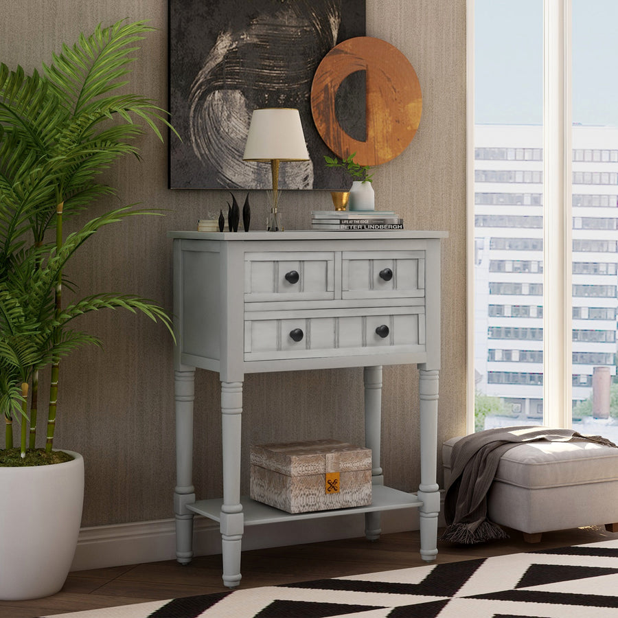 Entryway Table with Drawers and Shelf, SEGMART 23" Small Console Table Gray Sofa Table with Storage, Elegant Console Table Small Entry Table for Small Spaces Living Room Entryway Hallway Foyer, H1059