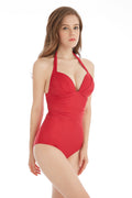 SEGMART One Piece Swimsuits for Women, Push up monokini swimsuits, Tummy Control Swimwear High Waist Bathing Suits, Red, I6834