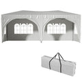 10x20 FT Foldable Outdoor Canopy with 6 Removable Sidewalls, SEGMART Pop Up Gazebo Tent with Adjustable Leg Heights, Portable Canopy Tent with Carry Bag for Party Wedding Events Beach BBQ, White