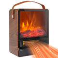 Space Heater for Home, 1500W/750W Portable Electric Fireplace Heater with Handle and Thermostat, Small Space Heater with Realistic Flame for Office, Overheat and Tip-Over Protection, LL568