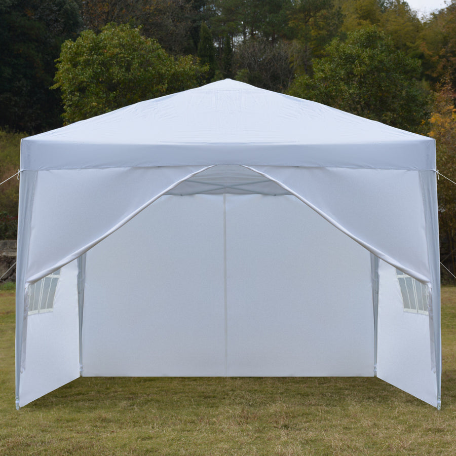 Pop Up Wedding Party Tent, SEGMART 10' x 10' Outdoor Canopy Tent with 4 Sidewalls, Upgraded White Backyard Tent for Outsides, Patio Gazebo Tent BBQ Shelter for Garden Camping Grill, LLL511