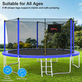 SEGMART 14FT Trampoline with Enclosure for Kids, Recreational Trampolines with Ladder and Basketball Hoop, Outdoor Trampoline with Galvanized Anti-Rust Coating for Indoor Outdoor Backyard
