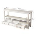 57.9" 3-Tier Vintage Console Table with 3 Drawers, Buffet Sideboard Hallway Foyer Table with Storage Shelves, Narrow Long Sofa Entryway Table for Living Room, Kitchen Counter, White