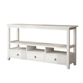 57.9" 3-Tier Vintage Console Table with 3 Drawers, Buffet Sideboard Hallway Foyer Table with Storage Shelves, Narrow Long Sofa Entryway Table for Living Room, Kitchen Counter, White