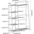 Bamboo Closet Organizer Garment Rack, 59" Free Standing Clothes Rack with 5-Tier Storage Shelves, Clothes Storage Hanger Shelf With Hanger Rods for Apartment Bedroom Dressroom, White