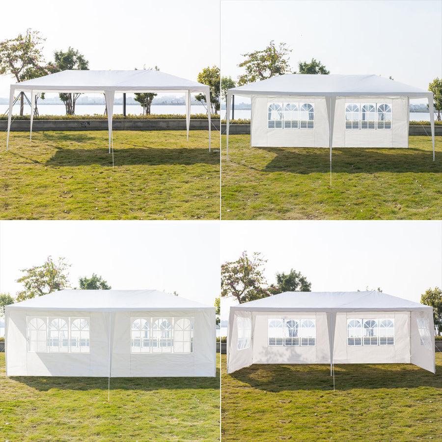 10' x 20' Outdoor Canopy Tent w/8 Removable Sidewalls, Upgraded Gazebo Tent with Two Doors, Heavy Duty Wedding Party Tent with Sturdy Tube Steel, Waterproof Sun Shelter Canopy for Beach, S645