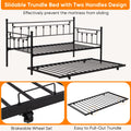 Twin Size Metal Daybed with Pull Out Trundle, Modern 2 in 1 Sofa Bed for Kids Teens Adults, SEGMART Metal Trundle Bed Frame for Bedroom Living Room Guest Room, No Box Spring Needed