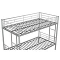 Modern Home Bunk Bed for Kids, Twin Over Twin Loft Bed with Stairs and Guard Rail, Sturdy Metal Bunk Bed Frame, Easy Assembly, No Spring Box Needed, Silver, SS1391