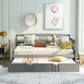 SEGMART Captain’s Bed, Modern Daybed Bed with Twin Size Trundle, Full Solid Wood Trundle Bed with Headboard and Footboard, Full Daybed Bed for Kid's Room, Teens, Grey, 200lbs, Grey, S333