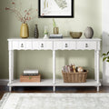 Country Console Table with 4 Storage Drawers, Wood Buffet Sideboard Desk w/Bottom Shelf, Retro Tall Console Table Entryway Table Accent Table for Entryway, 220lbs, White, S9923