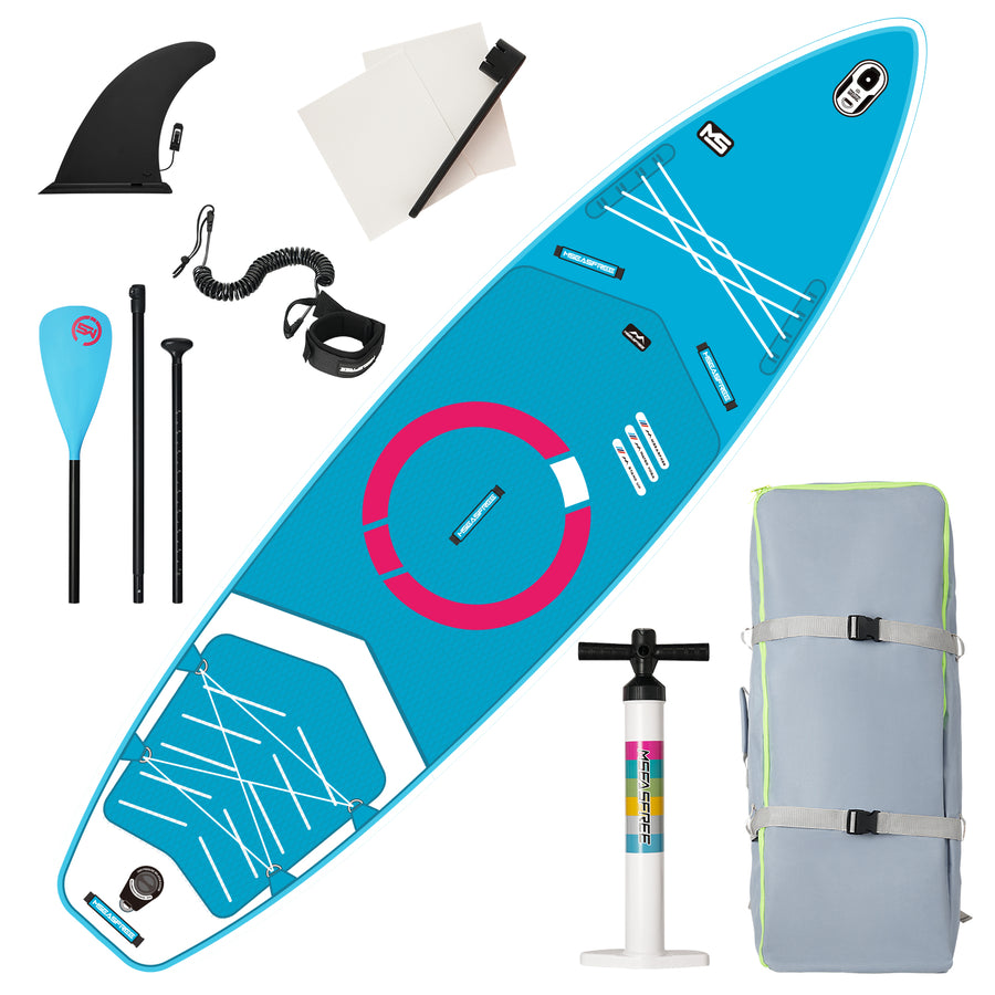 11' Inflatable Stand Up Paddle Board with Premium SUP Accessories, SEGMART Paddle Board with Non-Slip Deck, Carry Bag, Pump, Portable Paddleboard with Leash, Repair Kit for All Skill Levels, Blue