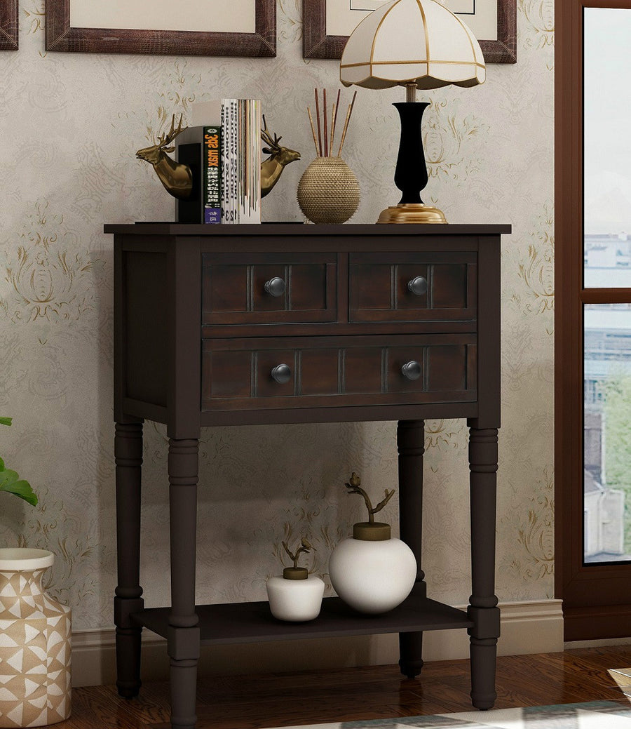 Entryway Table with Drawers & Shelf, SEGMART 23" Small Console Table Sofa Table with Storage, Elegant Console Table Small Entry Table for Small Spaces Living Room Hallway Foyer Study, Espresso, H1065