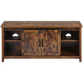 Entertainment Center TV Stands with 2 Cable Management, Farmhouse Wood TV Media Console for TVs up to 65", Modern TV Stand with Side Cabinets and Adjustable Leg for Living Room, Brown, S783