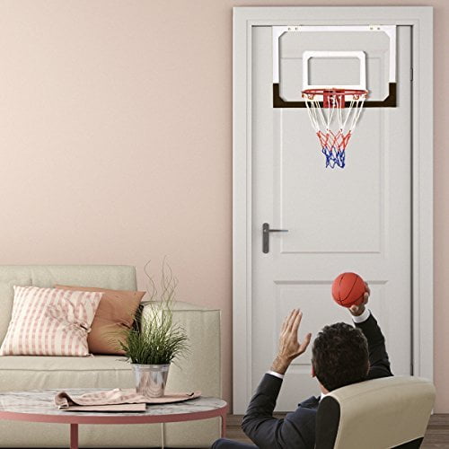 Clearance!Basketball Hoop, Mini Basketball Hoop for Kids, Over The Door Basketball Hoop Indoor for Home or Office- Slam Dunk Approved, Shatter Resistant Backboard Include 1 Basketball and 1 Inflator