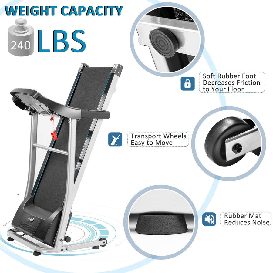 Home Use Foldable Exercise Machine Treadmills for Home, Electric Motorized Treadmill w/EKG Grip Pulse Sensor, Electric Running Jogging Exercise Equipment Treadmill for Gym Cardio, 240lbs, S5758