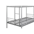 Modern Home Bunk Bed for Kids, Twin Over Twin Loft Bed with Stairs and Guard Rail, Sturdy Metal Bunk Bed Frame, Easy Assembly, No Spring Box Needed, Silver, SS1391