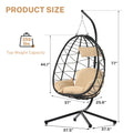 Patio Lounger Egg Chair, Outdoor Hanging Chaise Swing Egg-Shaped Chair w/Hanging Kits, Durable All-Weather UV Wicker Patio Rattan Lounge Chair for Bedroom, Patio, Deck, Yard, Garden, 350lbs, SS1993