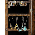 6 LEDs Mirror Jewelry Cabinet, Wall Door Mounted Jewelry Organizer Box, Jewelry Armoire Cabinet with Full Length Mirror, Lockable Jewelry Mirror Organizer with 2 Drawers, Bracelet Rod, Girl's Gift