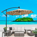 Segmart 10ft Taupe and Black Cantilever Offset Patio Umbrella with Solar Lights