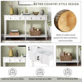 Country Console Table with 4 Storage Drawers, Wood Buffet Sideboard Desk w/Bottom Shelf, Retro Tall Console Table Entryway Table Accent Table for Entryway, 220lbs, White, S9923