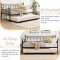 Twin Size Metal Daybed with Pull Out Trundle, Modern 2 in 1 Sofa Bed for Kids Teens Adults, SEGMART Metal Trundle Bed Frame for Bedroom Living Room Guest Room, No Box Spring Needed