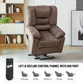 Electric Recliner for Senior, 300lbs Classic Plush Velvet Sofa Chair for Elderly, Ergonomic Lounge Single Sofa with 3 Positions Lift, Thickened Armrest and Remote Control, 2 Side Pockets, Brown, SS459