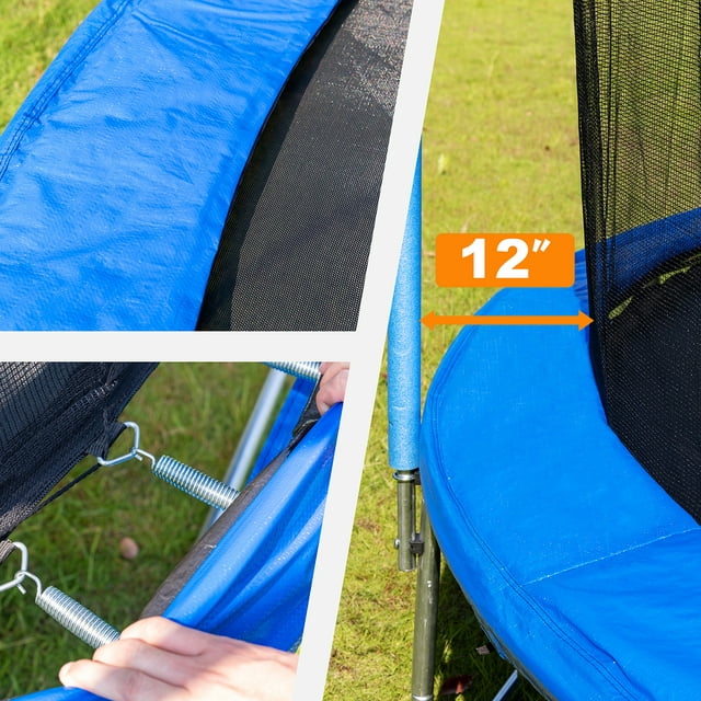 8FT Trampoline Outdoor, Safety Kid Trampoline with Enclosure Net -Astm Certified- With Heavy Duty Jumping Mat and Spring Cover Padding, Small Trampoline for Kids Ages 6-12