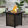 SEGMART 28" Propane Gas Fire Pit Fireplace, Outdoor 40,000 BTU Auto-Ignition Propane Gas Fire Pit Table, Rattan-Look Fire with Lava Stone, Adjustable Flame and Control Knob, Removable Lid, S9682