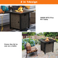 SEGMART 28" Propane Gas Fire Pit Fireplace, Outdoor 40,000 BTU Auto-Ignition Propane Gas Fire Pit Table, Rattan-Look Fire with Lava Stone, Adjustable Flame and Control Knob, Removable Lid, S9682
