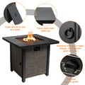 SEGMART 28" Propane Gas Fire Pit Fireplace, Outdoor 40,000 BTU Auto-Ignition Propane Gas Fire Pit Table, Rattan-Look Fire with Lava Stone, Adjustable Flame and Control Knob, Removable Lid, S9682