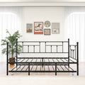 Metal Daybed Frame Twin Size Platform with trundle, metal trundle Daybed wth Roll Out Trundle and Slat Support, No Box Spring Needed, Built-in Casters, Easy Assembly, Black