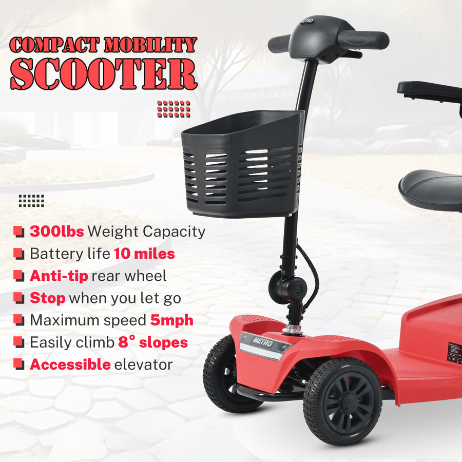 Segmart Mobility Scooter for Seniors, Heavy Duty 4-Wheel Mobile Device with Front & Rear Light, 300lbs, Black