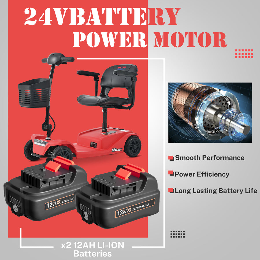 Segmart Mobility Scooter for Seniors, Heavy Duty 4-Wheel Mobile Device with Front & Rear Light, 300lbs, Black