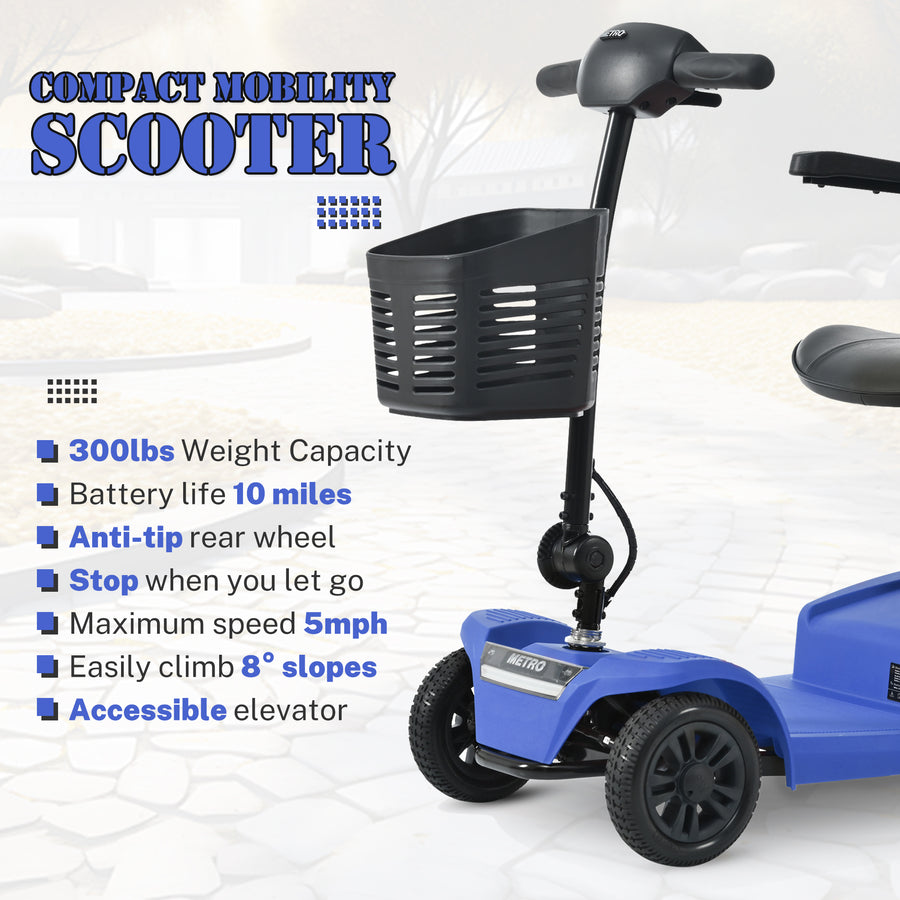 Segmart Mobility Scooter for Seniors, Heavy Duty 4-Wheel Mobile Device with Front & Rear Light, 300lbs, Black