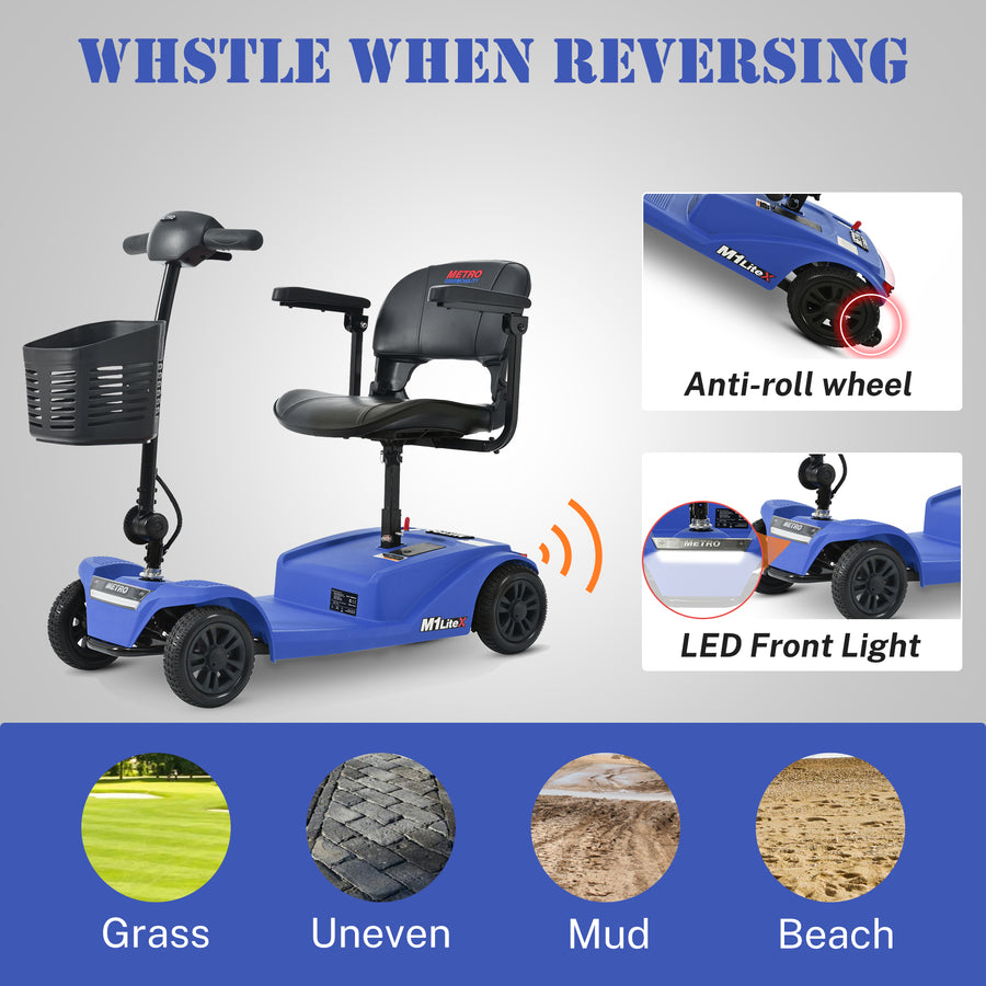 Segmart Mobility Scooter for Seniors, Heavy Duty 4-Wheel Mobile Device with Front & Rear Light, 300lbs, Black