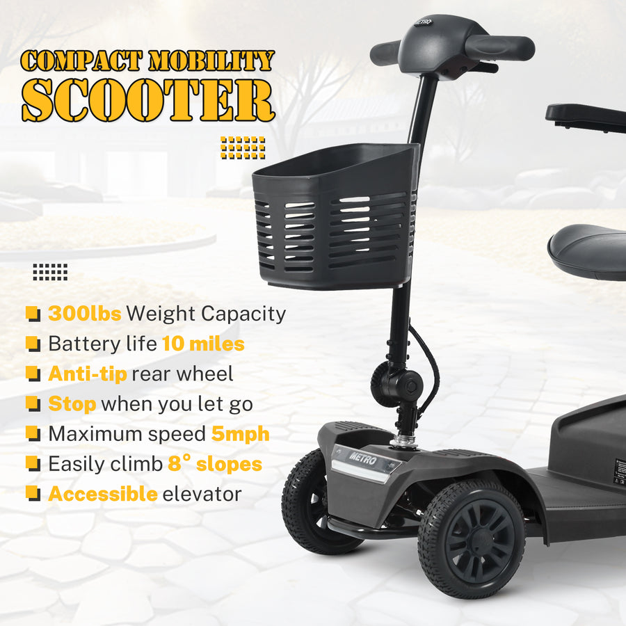 Segmart Mobility Scooter for Seniors, Heavy Duty 4-Wheel Mobile Device with Front & Rear Light, 300lbs, Black