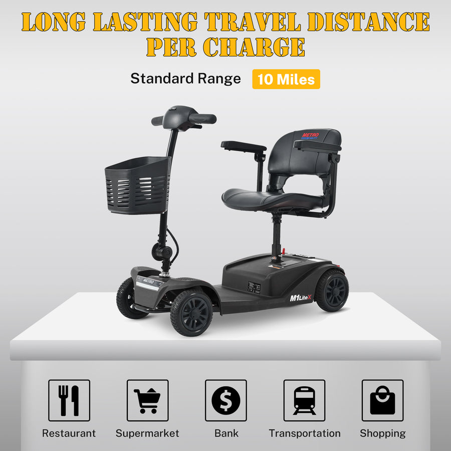 Segmart Mobility Scooter for Seniors, Heavy Duty 4-Wheel Mobile Device with Front & Rear Light, 300lbs, Black