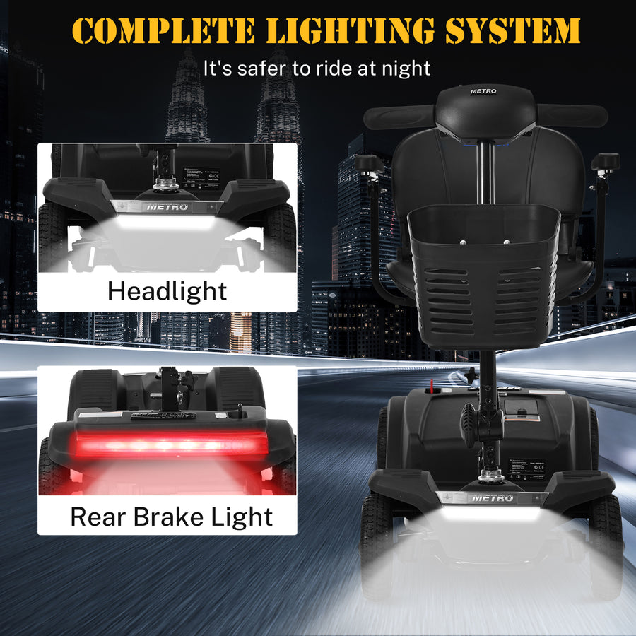 Segmart Mobility Scooter for Seniors, Heavy Duty 4-Wheel Mobile Device with Front & Rear Light, 300lbs, Black