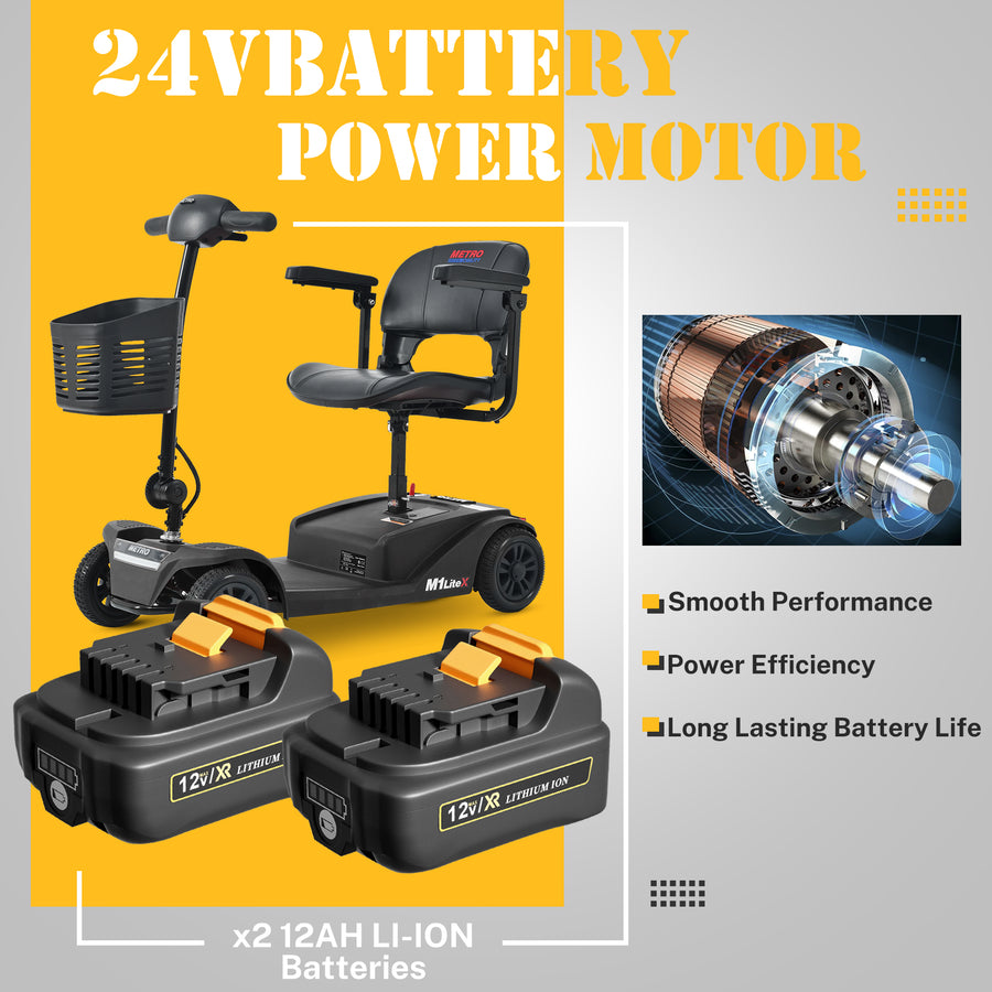 Segmart Mobility Scooter for Seniors, Heavy Duty 4-Wheel Mobile Device with Front & Rear Light, 300lbs, Black