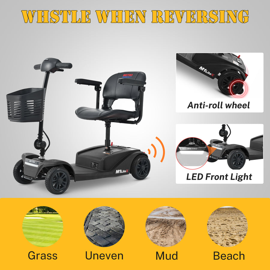 Segmart Mobility Scooter for Seniors, Heavy Duty 4-Wheel Mobile Device with Front & Rear Light, 300lbs, Black