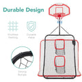 All-in-one Outdoor Sports Set with Football Net, Baseball Net, 5-in-1 Combo Outdoor Sports Center with Soccer Goal, Lacrosse Net, Heavy-duty Basketball Hoop with Durable Net, Metal Frame, Multicolor