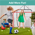 All-in-one Outdoor Sports Set with Football Net, Baseball Net, 5-in-1 Combo Outdoor Sports Center with Soccer Goal, Lacrosse Net, Heavy-duty Basketball Hoop with Durable Net, Metal Frame, Multicolor