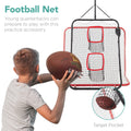 All-in-one Outdoor Sports Set with Football Net, Baseball Net, 5-in-1 Combo Outdoor Sports Center with Soccer Goal, Lacrosse Net, Heavy-duty Basketball Hoop with Durable Net, Metal Frame, Multicolor