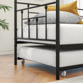 Metal Daybed Frame Twin Size Platform with trundle, metal trundle Daybed wth Roll Out Trundle and Slat Support, No Box Spring Needed, Built-in Casters, Easy Assembly, Black