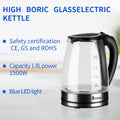 Water Kettle, 1.8L Electric Kettle to Boil Water, SEGMART Electric Tea Kettle w/ Auto Shutoff, Glass Electric Tea Kettle in Black w/ LED Light, Hot Water Pot Electric for Tea & Coffee, H609